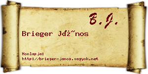 Brieger János névjegykártya