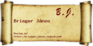 Brieger János névjegykártya